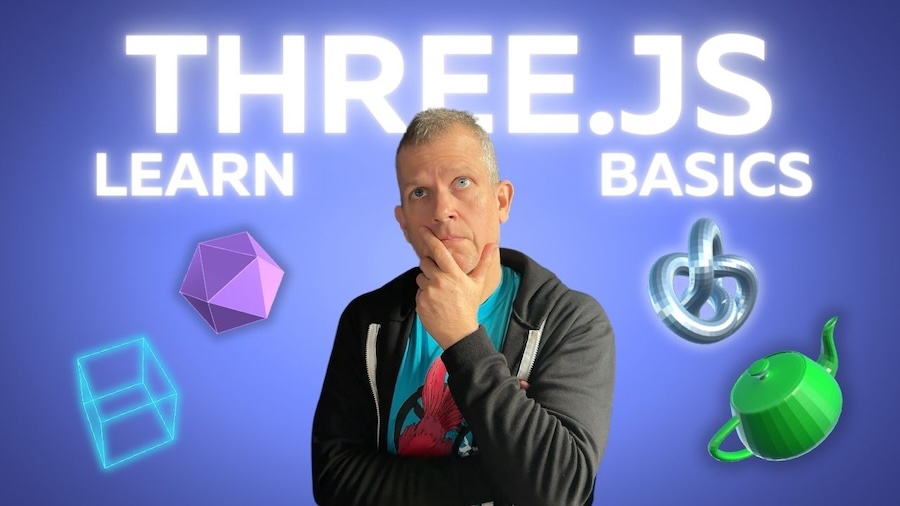 Learn Three.js Course Poster with Bobby Thinking